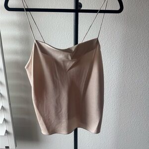 Alice and Olivia Harmon Draped Satin Tank Top